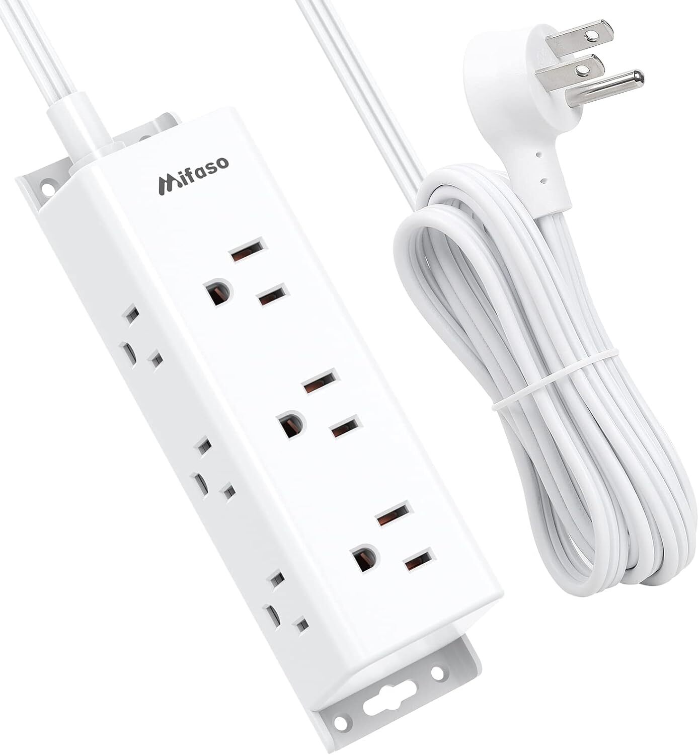 Surge Protector Power Strip - 9 Widely Spaced Multi Outlets, Wall 5 FT, White-image