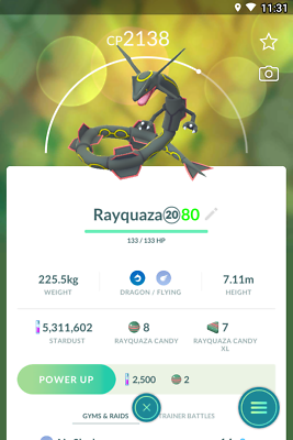 Pokemon Go Shiny Rayquaza - Mini PTC 80K Stardust