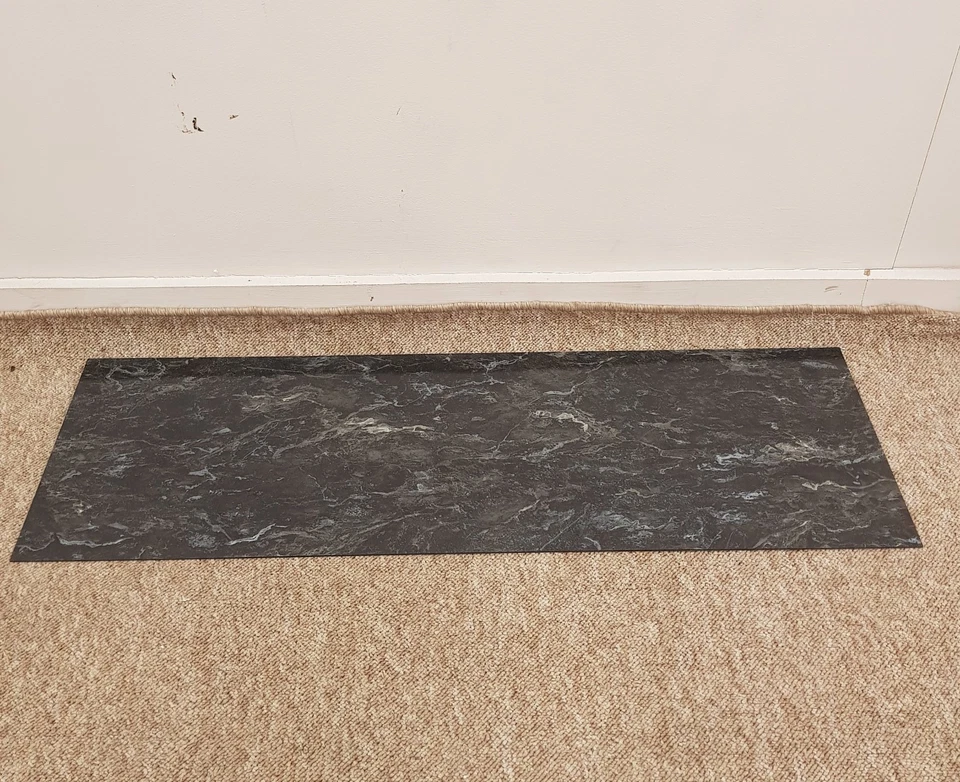 Black White Marble Effect Laminate Gas Electric Fireplace Back Panel and Hearth - Image 4 of 4