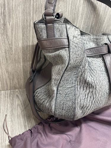 Kooba Gray Slouchy Leather Hobo Shoulder Bag Large Purse Zippers pretty VGC Prin - Picture 6 of 21