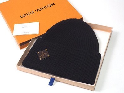 Louis Vuitton Beanie LV Knit Cap Knit Hat M76706 Noir Wool Black w 