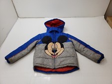 Disney Junior Kids Jacket Puffer Hooded Full Zip Mickey Mouse Graphic Size 5T