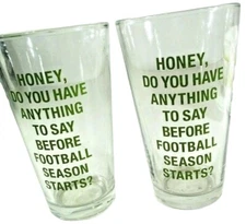 About Face Designs Tumbler Glasses Football Season Pink Glass 15cm x 9cm Dia