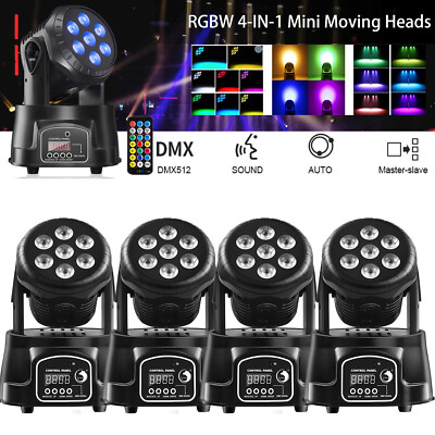 4Stk 105W Moving Head Beam Wash Bühnenlicht DMX RGBW 7 LED Spot DJ Partylicht
