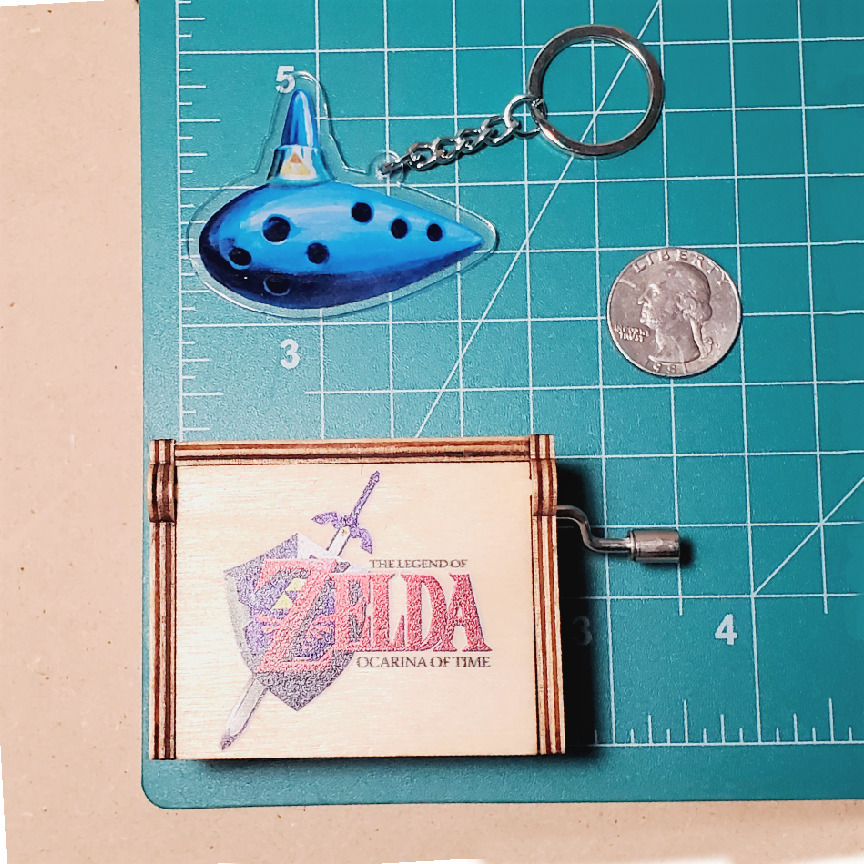 Zelda music box + Keychain △ Ocarina of Time △ Song of Storms