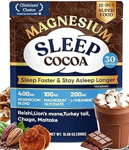 Mushroom Hot Cocoa Sleep Aid - Melatonin, Magnesium, 30 Servings