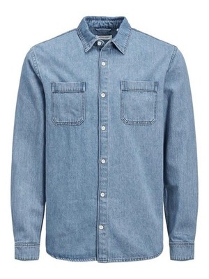 JACK&JONES Herren Hemd Blau Langarm JJIJEFF JJSHIRT AKM 302 NOOS