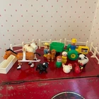 Vintage Fisher Price Little People Farm Animal Lot w/Tractor, Fences, Trough