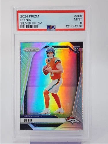 BO NIX 2024 PANINI PRIZM ROOKIE FOOTBALL SILVER BRONCOS RC PSA 9 Q0004