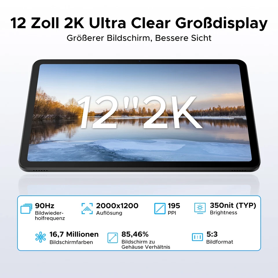 DOOGEE U12 Android 16 Tablet Gemini AI 9000mAh 12 Zoll 24GB+128GB Widevine L1 FM - Bild 3 von 4