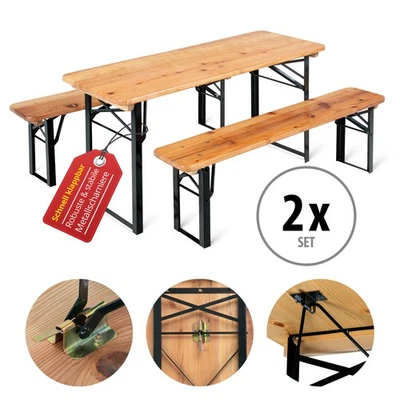 2x Ensemble Enfant Table Chaises Banc Bois Pliable Meuble Jardin Terrase Mini - Photo 1/4