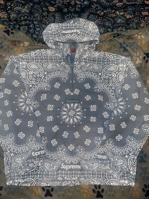 SUPREME Reflective Bandana Anorak Windbreaker Jacket Large Blue New In Hand