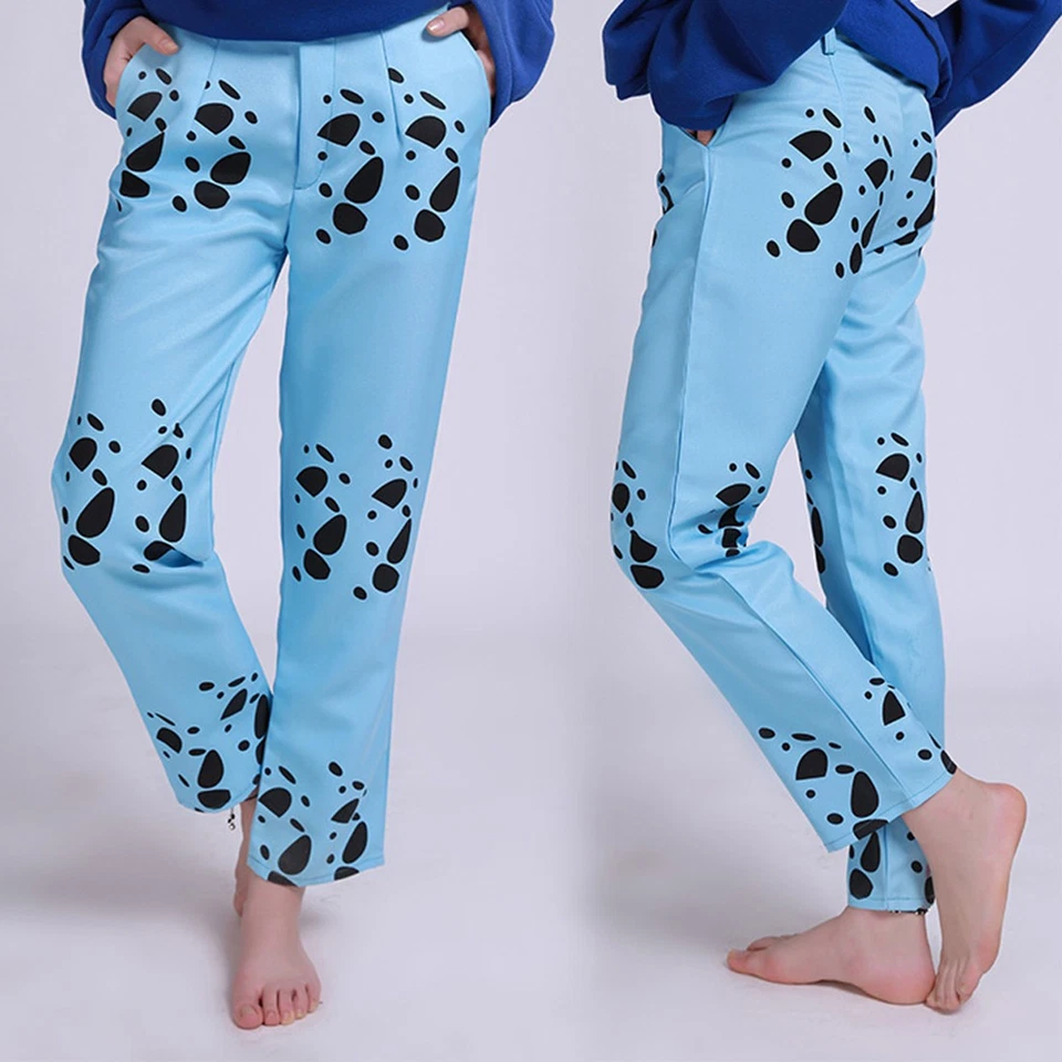 Anime Trafalgar Law Cosplay Disfraz Pantalones Pantalones Azul Foto 3 de 3