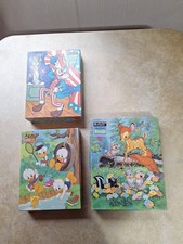 Vintage Disney Looney Tunes Puzzle Lot Of 3 Bambi Bugs Bunny Huey Dewey Louie