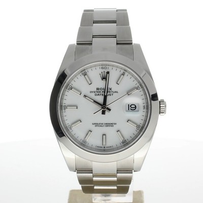 Rolex DateJust 41 SS 126300 White Dial Mens 41mm Automatic Swiss Made Wristwatch