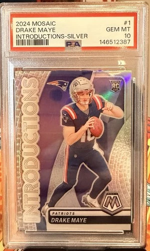 2024 Panini Mosaic - Introductions Drake Maye #1 Silver Prizm (RC) PSA 10 GEM 💎