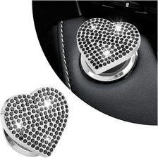 Bling Push Start Button Cover with Rhinestone,Heart Push to Start Button Cover f