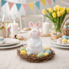 Mini Rabbit Statue Plastic Desktop Rabbit Ornament  Table Centerpiece