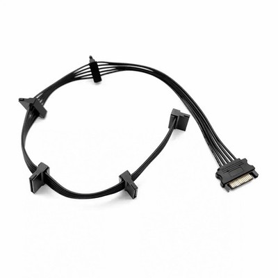L45C SATA Strom Splitter 1x SATA zu 5x 15Pin Stecker Kabel 18AWG 30cm für PC SSD