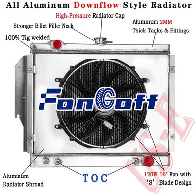 4Row Radiator Shroud+Fan Fit 79-93 Dodge D150 250 350 W150 W250 Ramcharger 5.2L