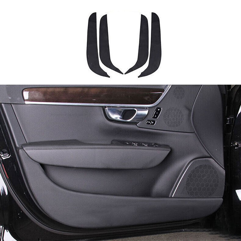 For Volvo S90 2017-2025 Black PU Car Inner Door Anti-Kick Panel Decal Cover Trim