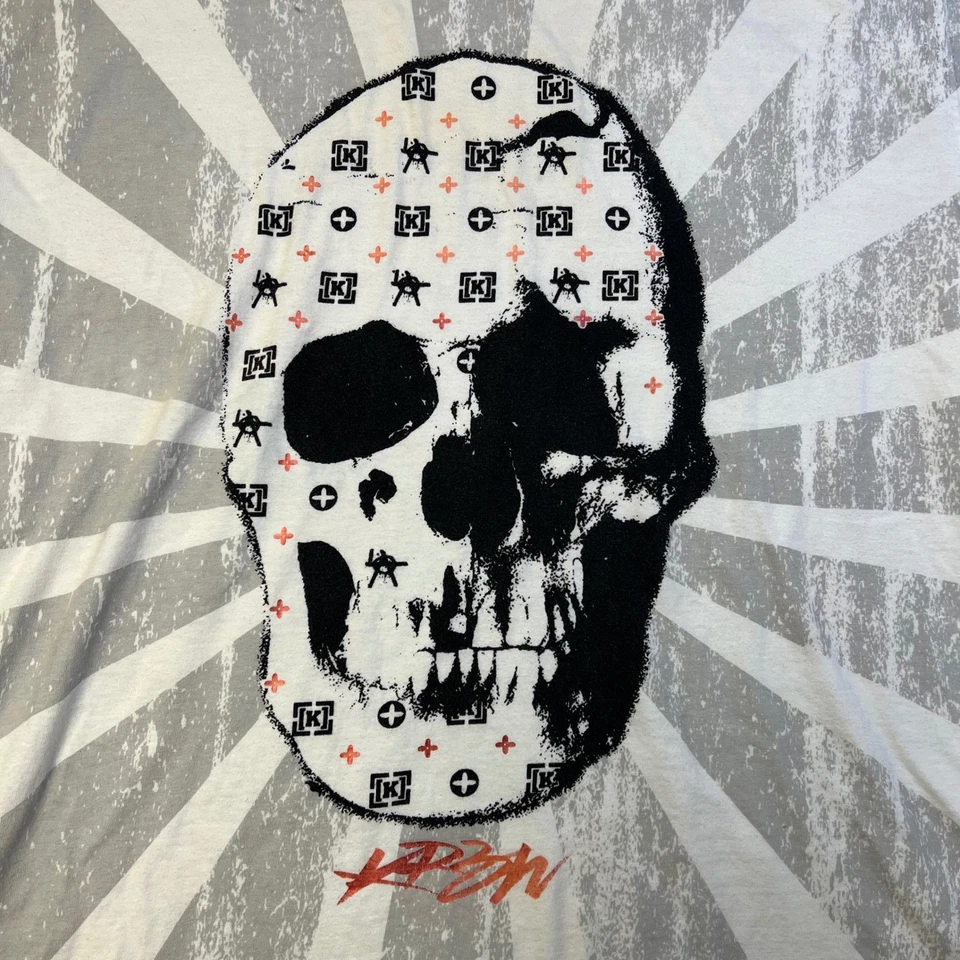 Kr3W Graphic T Shirt Skull Print Mens Size Medium Skater Tee Y2K Muska - Image 2 of 4