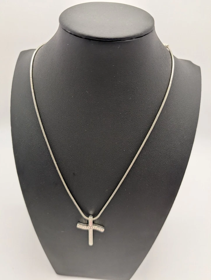 Brighton Cross Pendant Necklace 18 Inch Silver Tone Rhinestone - Image 2 of 4