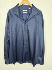 Calvin Klein Men's Large dress shirt Slim Fit Button Down Shirt navy blue