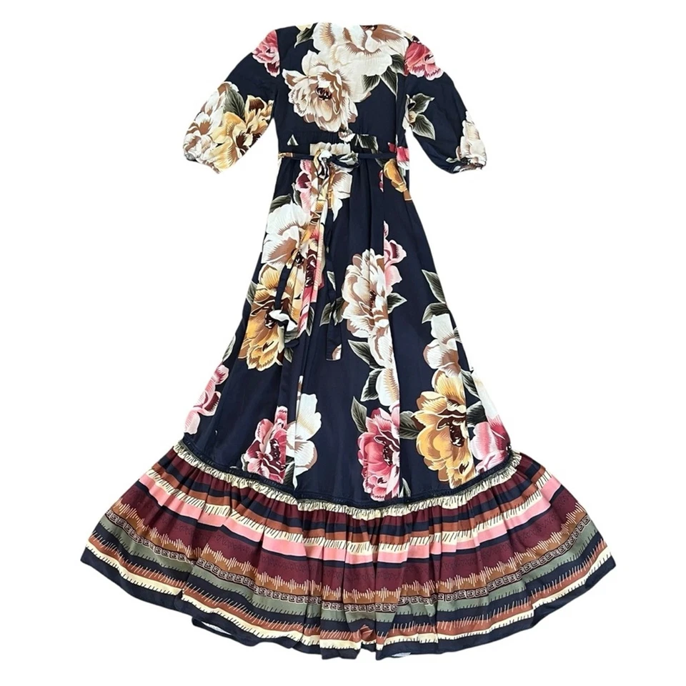 Anthropologie Farm Rio Layla Floral Ruffle Maxi Wrap Dress Size XXS Petite - Image 4 of 4