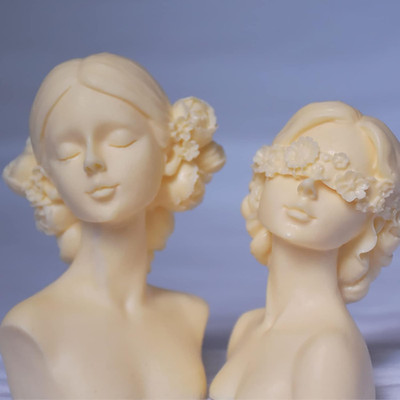 2 Pack Braid Girl Shape Portrait Candle Resin Mold - Resin Casting Silicone Mold