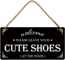 Take off Your Shoes Sign for Front Door - Cute Welcome Wooden Plaque "Please Rem