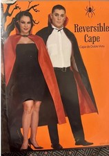 Reversible Adult Dracula/Magician Cape Black/Red Knee Length Halloween Costume
