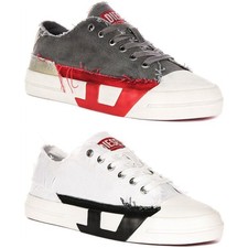 Diesel S D Verse Low Frayed Lace Canva Mens Sneakers In Grey Red US 7 - 12
