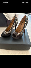 Kurt Geiger black satin diamanté and spike high heels