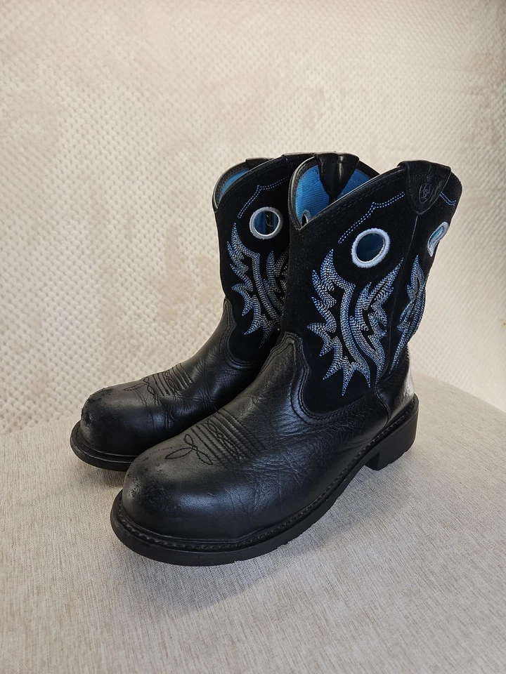 Ariat Fatbaby Womens Cowgirl Work Pull On Steel Toe Boot Blk Sz 10B pre-worked - Image 3 of 4