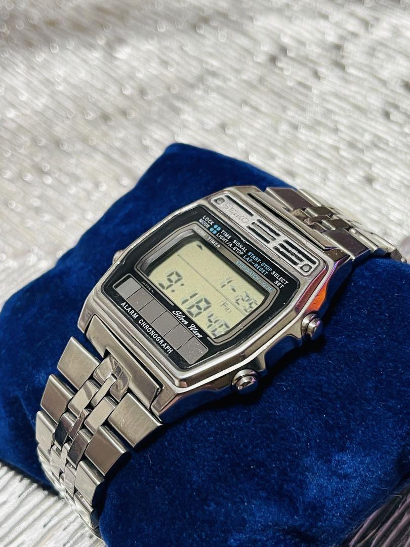 Seiko Silverwave A258-5000 Vintage Digital Slv Blk St.Steel