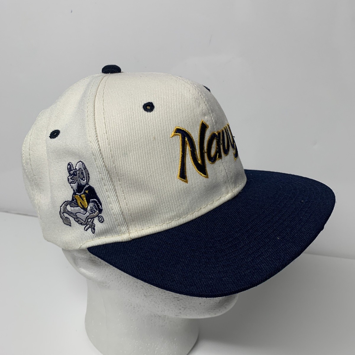 Vintage 90s Sports Specialties Script Snapback Hat Cap Navy
