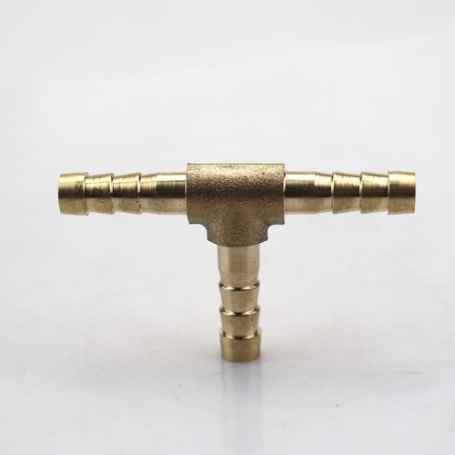 5Pcs Tee3 Way 1/4"6mm Brass Hose Barb Fitting Pipe Tubing Splicer Fuel Water Gas - Picture 5 of 7