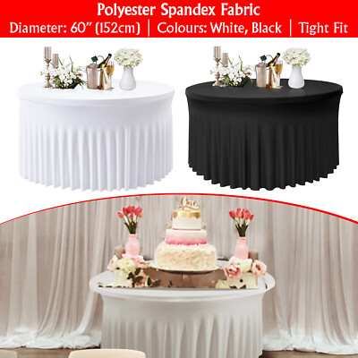 Geraffte 60'' Runde Spandex Tischdecke Stretch Tischdecke Tuch für Hochzeit Party