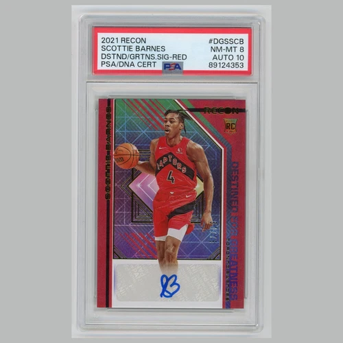 SCOTTIE BARNES 2021-22 Recon Rookie Auto RED /75 RC - Raptors NM 8 Auto 10 PSA