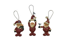 Set of 3 different small Santa's with bluebirds - New by Blossom Bucket 50029