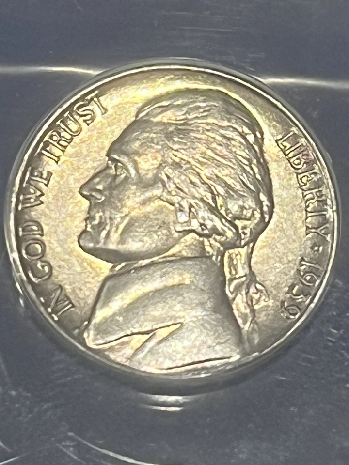 1939-P JEFFERSON NICKEL  ANACS AU-58  5C UNCIRCULATED UNC COIN -Tone - Image 2 of 4