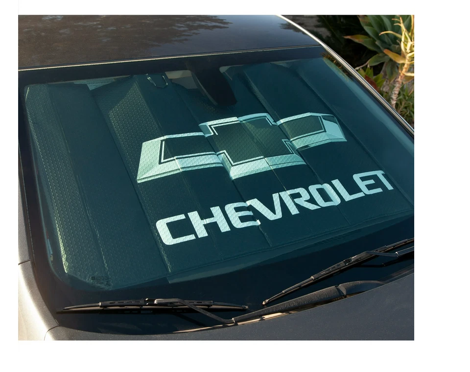Nuevo CHEVY Negro Coche Camión SUV Furgoneta Parabrisas Delantero Acordeón Plegable Parasol Foto 2 de 3