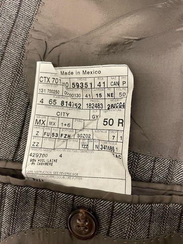 Z Zegna Vintage Wool & Cashmere Striped Suit Jacket in Brown / Gray Size 40 R - Picture 6 of 9