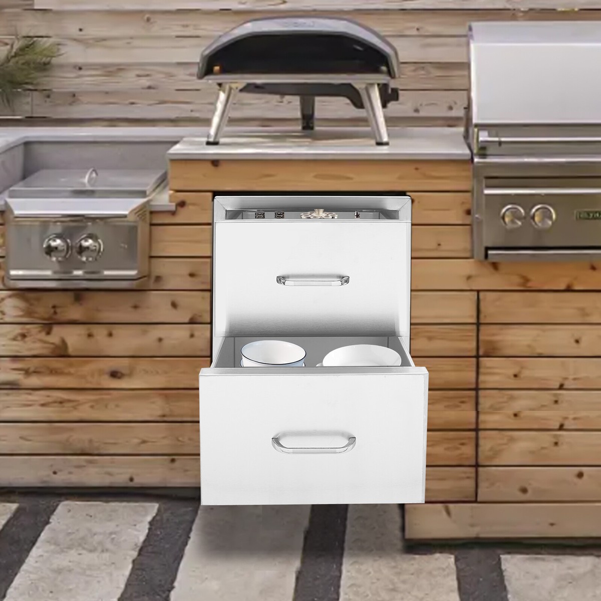BBQ Island Drawers Stainless Steel Pull-out Drawers Outdoor