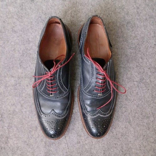 Mercanti Fiorentini Mens Shoes 8M Blue Gray Leather Wingtip Dress Lace Up Italy - Picture 10 of 18