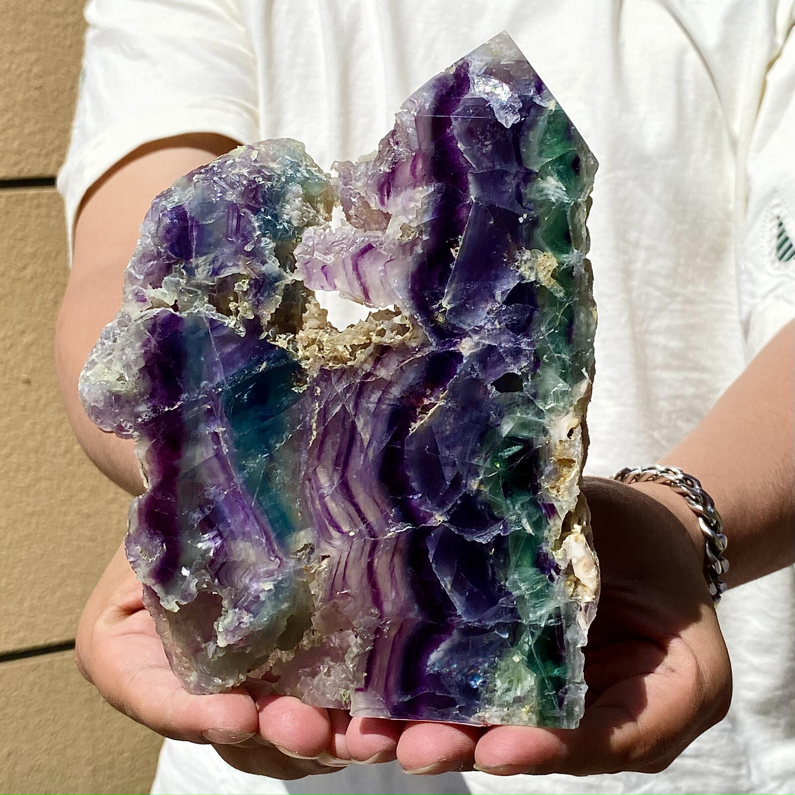 2.2LB Natural Fluorite Crystal Wand Obelisk for Earth Healing Energy