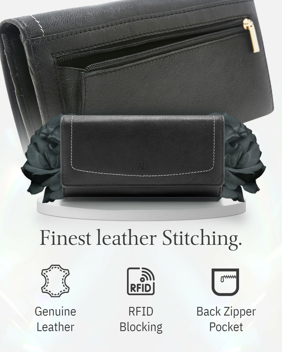 Genuine Leather Wallet for Womens - Ladies RFID Wallets With