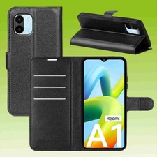 Für Xiaomi Redmi A2 / A1 Handy Tasche Schwarz Etuis Kunst-Leder Hülle Cover Neu