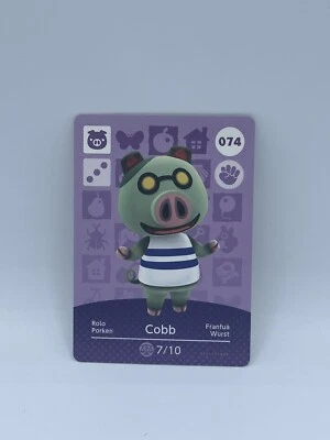 NINTENDO 074 Cobb - Series 1 Animal Crossing Amiibo Card Unscanned And Genuine